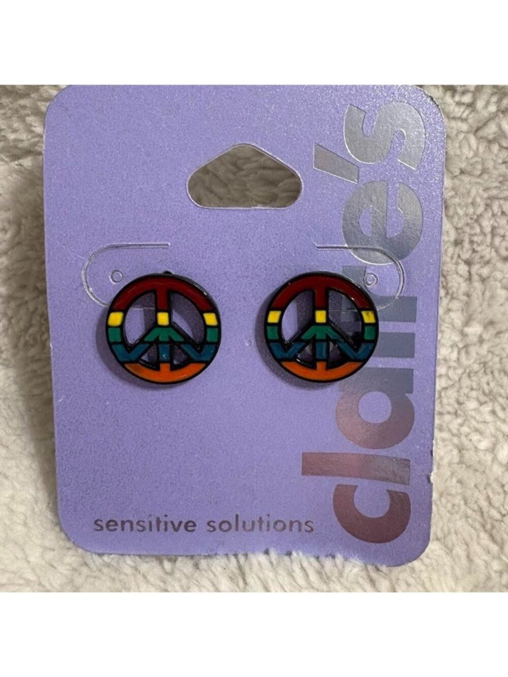 NWT Y2K Rainbow LGBTQ+ Claire's Peace Sign Earrings